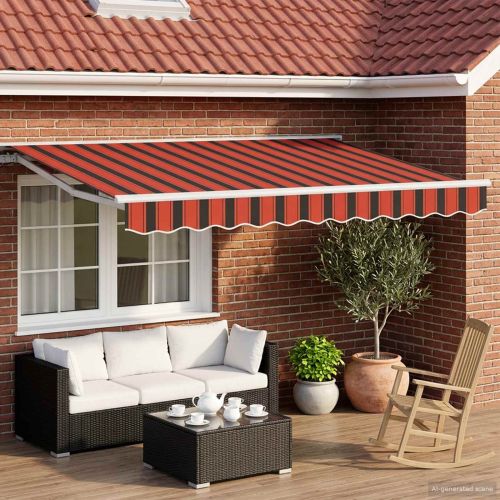 Електрически разтегателен навес Оранжев, Черен, Бял 3,5 x 2,5 m