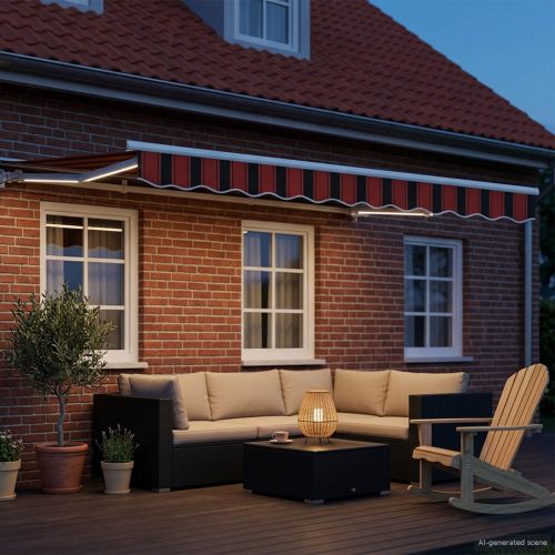 Електрически разтегателен навес Оранжев, Черен, Бял 3,5 x 2,5 m