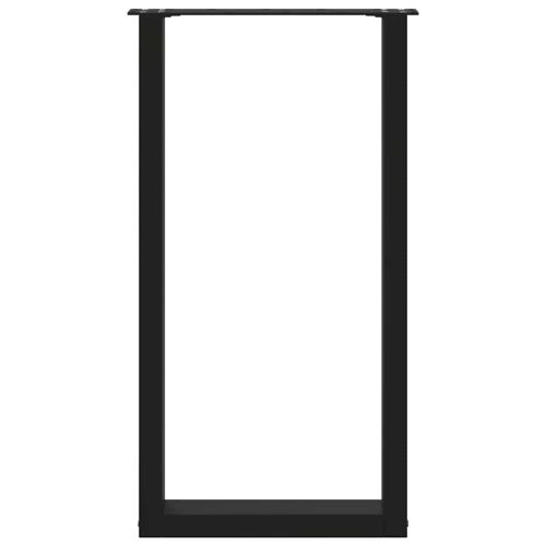 Крака за бар маса, U-образни, 2 бр., черни, 50 x (90-91) см, стомана