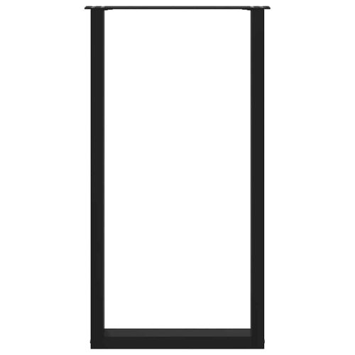 Крака за бар маса, U-образни, 2 бр., черни, 60 x (110-111) см, стомана