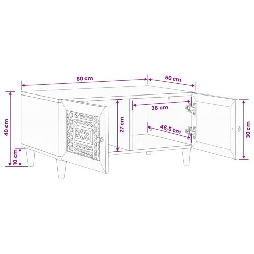 Масичка за кафе със съхранение Светло кафяво 80 x 50 x 40 cm
