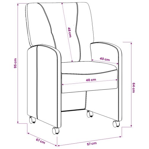 Столове с Колела с колела 2 pcs Светлосиво 57 x 67 x 95 см