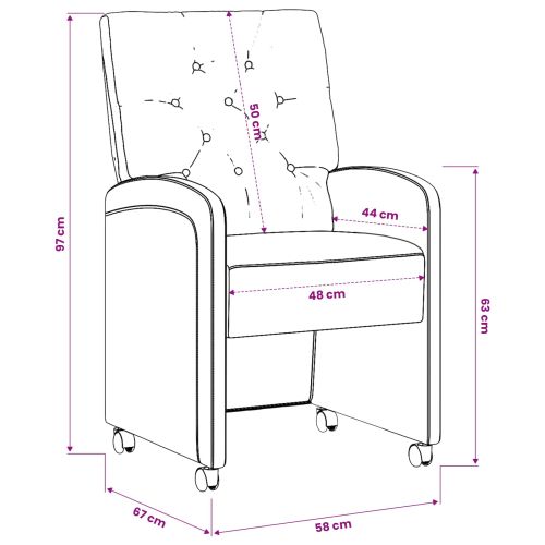 Столове с Колела с колела 2 pcs Светлосиво 58 x 67 x 97 см