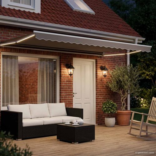 Електрическа разтегателна рамка за сенник Бял 4 x 2 m Алуминий