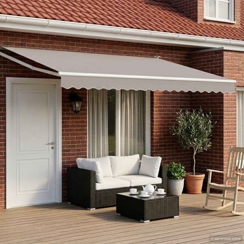 Електрическа разтегателна рамка за сенник Бял 5 x 3 m Алуминий