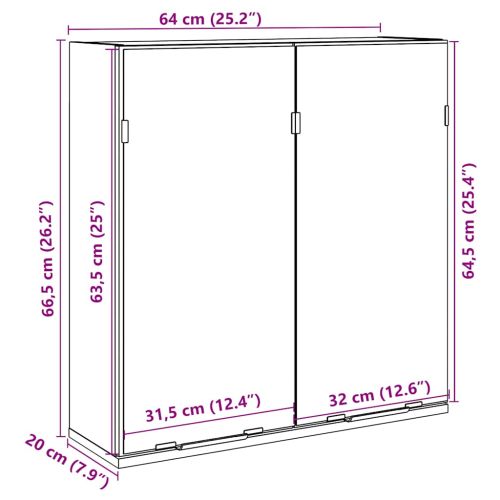 Огледален шкаф за баня от старо дърво 64x20x66,5 cm