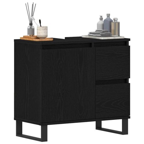 Шкаф за мивка в баня Черния дъб 65 x 33 x 60 см Инженерно дърво
