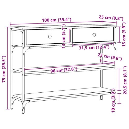 Конзолна маса Старо дърво 100 x 25 x 75 см Инженерно дърво