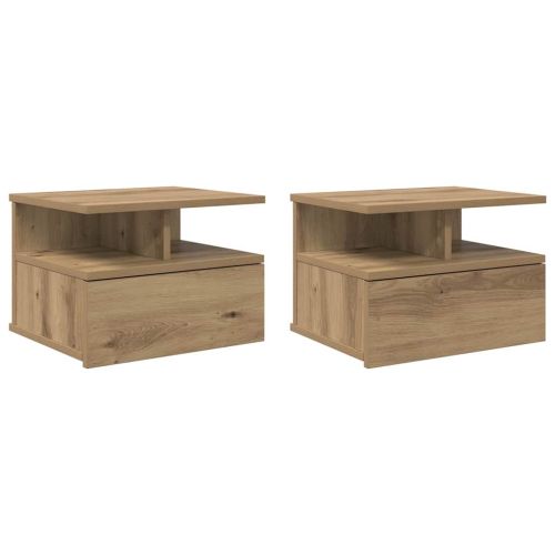 Плаваща нощно шкафче 2 pcs Дъб 40 x 31 x 28 см Инженерно дърво