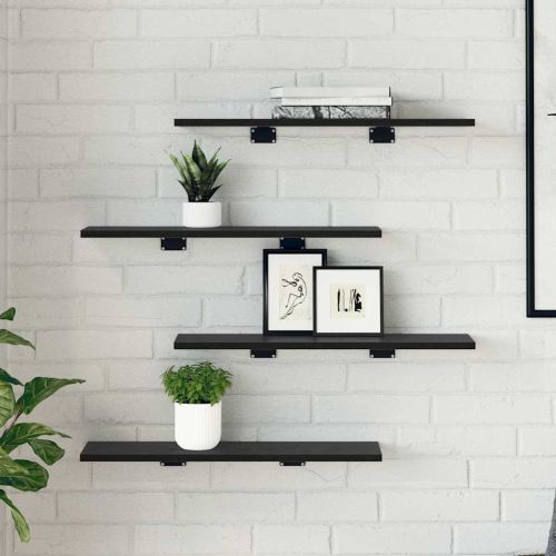 Етажерка Борд 4 pcs Черен 60 x 20 x 1,5 cm Инженерно дърво