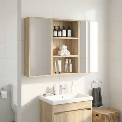 Банен стенен шкаф с рафт Сонома дъб 40 x 16 x 62,5 см