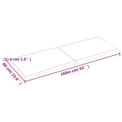 Плот за маса светлокафяв 160x60x(2-4) см обработен масивен дъб