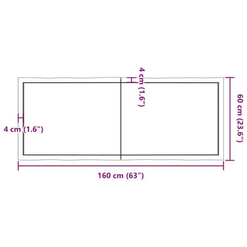 Плот за маса светлокафяв 160x60x(2-4) см обработен масивен дъб
