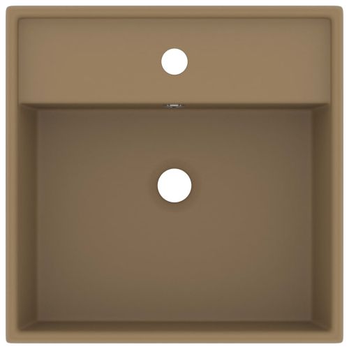 Мивка с преливник лукс квадрат кремав мат 41x41 см керамика