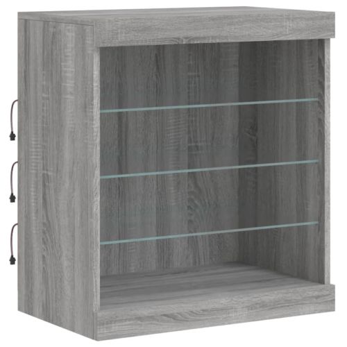 Сайдборд с LED светлини, сив сонома, 181,5x37x67 см
