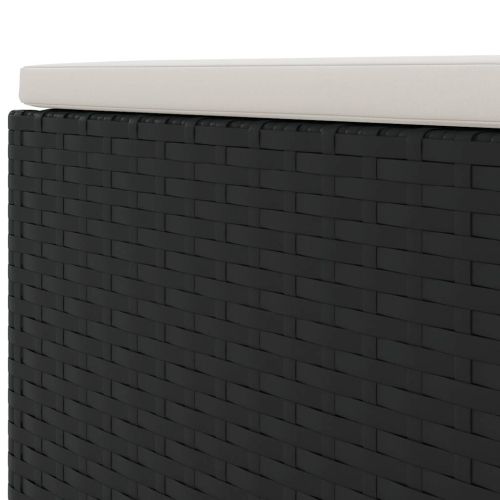 Градински лаундж комплект с възглавници 5 части черен полиратан