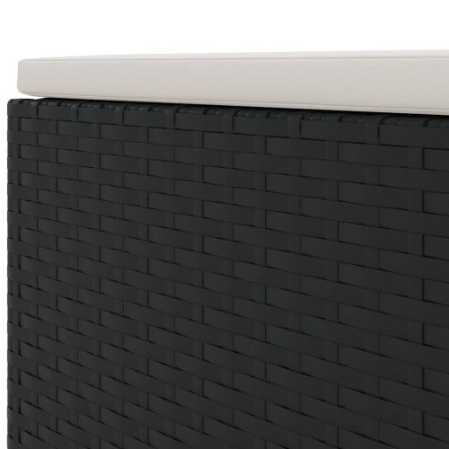 Градински комплект с възглавници, 6 части, черен, полиратан