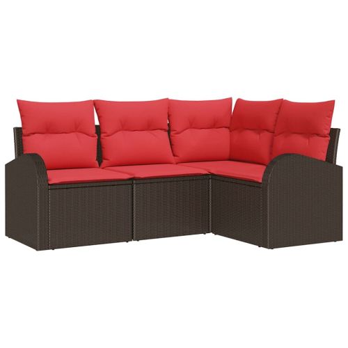 Градински Софа Комплект Кафяво полиратан