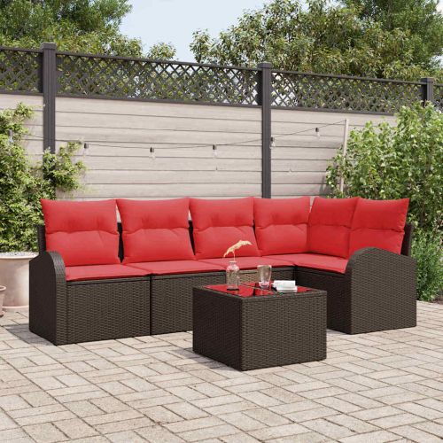 Градински Софа Комплект Кафяво полиратан