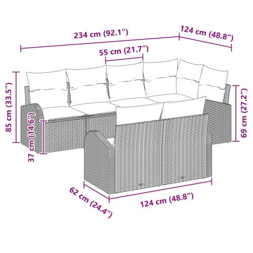 Градински Софа Комплект Кафяво полиратан