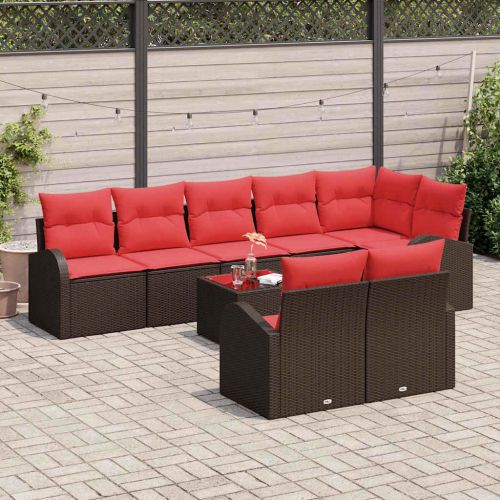 Градински Софа Комплект 9 pcs Кафяво полиратан