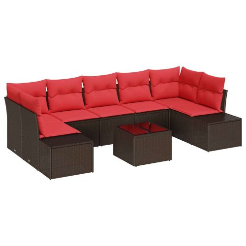 Градински Софа Комплект с възглавница 8 pcs Кафяво полиратан