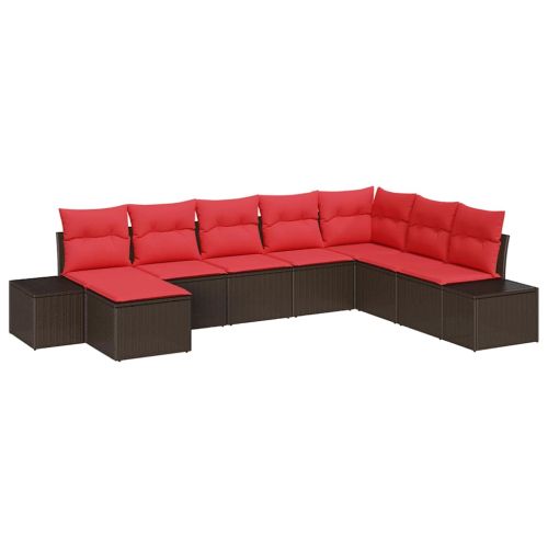 Градински Софа Комплект с възглавница 8 pcs Кафяво полиратан