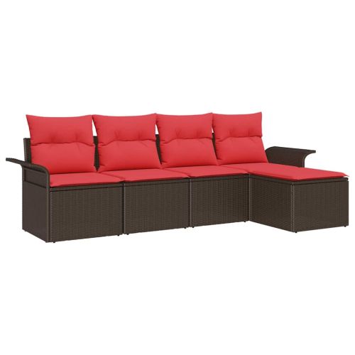 Градински Софа Комплект със съхранение 5 pcs Кафяво полиратан