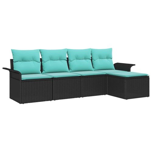 Градински Софа Комплект със съхранение 5 pcs Черно полиратан