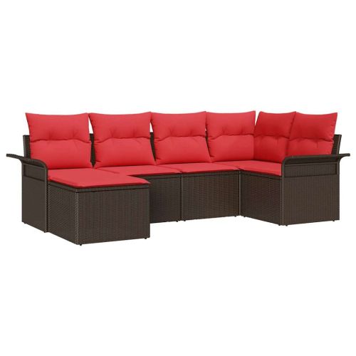 Градински Софа Комплект със съхранение 6 pcs Кафяво полиратан