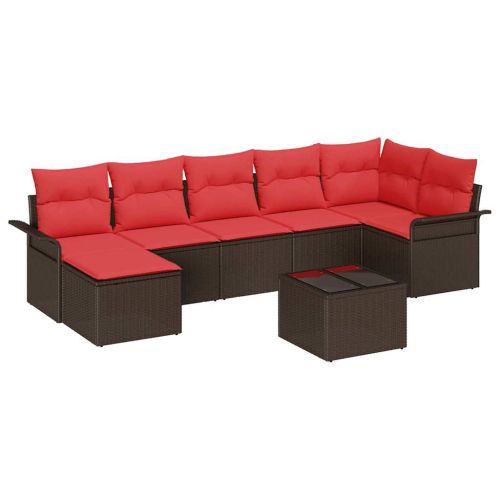 Градински Софа Комплект със съхранение 8 pcs Кафяво полиратан
