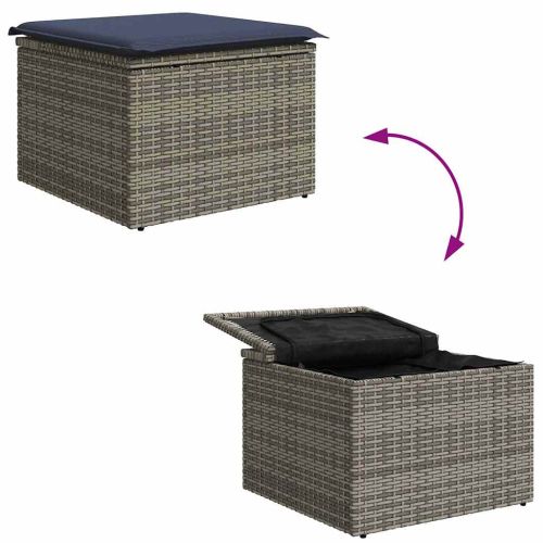 Градински Софа Комплект 6 pcs Сив и тъмен син полиратан