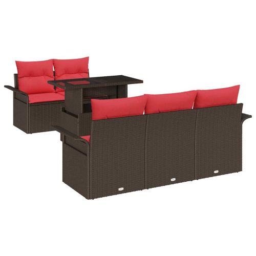 Градински Софа Комплект 6 pcs Кафяво Полипропилен Ратан