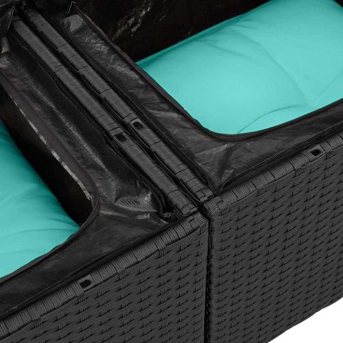 Градински Софа Комплект със съхранение 8 pcs Черно Полиратан