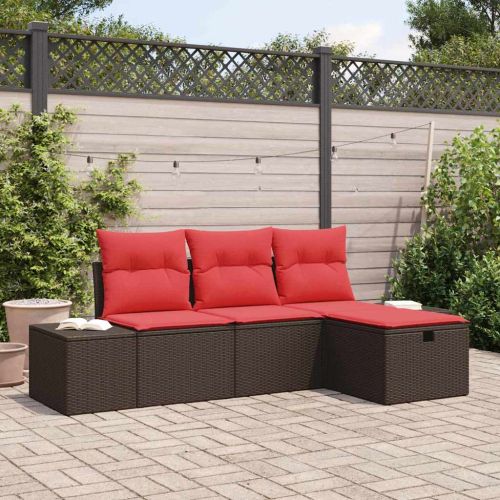 Градински Софа Комплект с възглавница 4 pcs полиратан