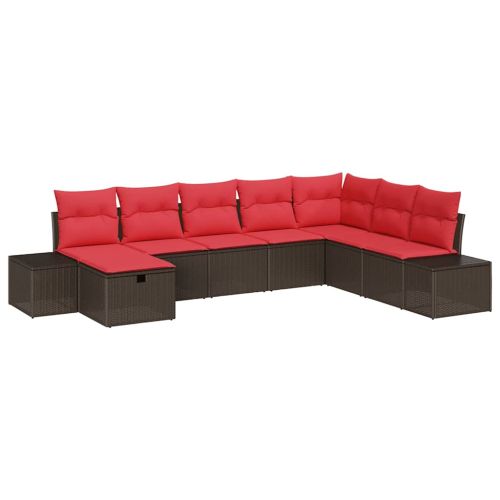 Градински Софа Комплект с възглавница 8 pcs Кафяво полиратан