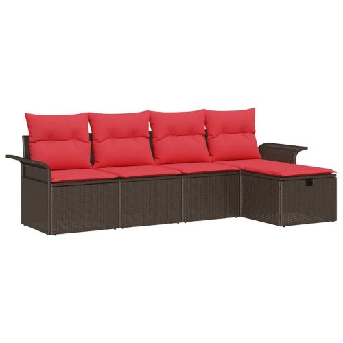 Градински Софа Комплект с възглавница 5 pcs Полиратан