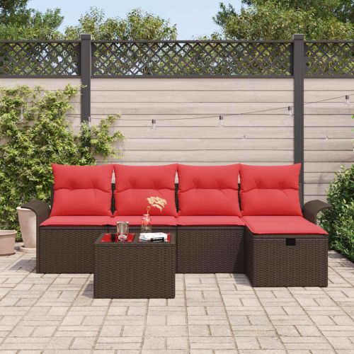 Градински Софа Комплект с възглавница 6 pcs Полиратан