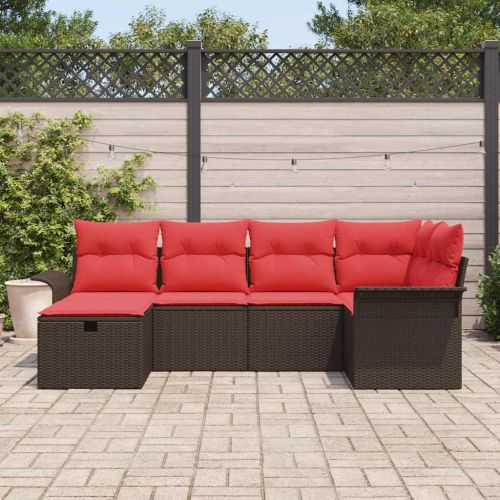 Градински Софа Комплект с възглавница 6 pcs Полиратан