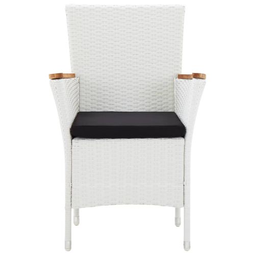 Градински трапезен комплект, 9 части, полиратан, бял