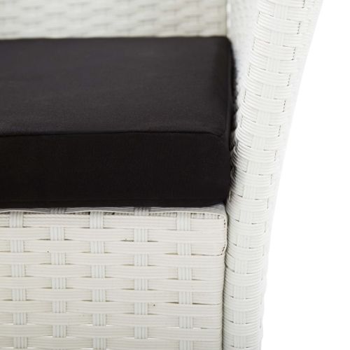 Градински трапезен комплект, 9 части, полиратан, бял