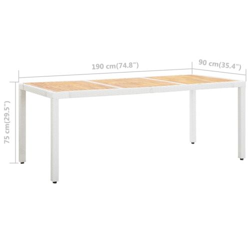 Градински трапезен комплект, 9 части, полиратан, бял