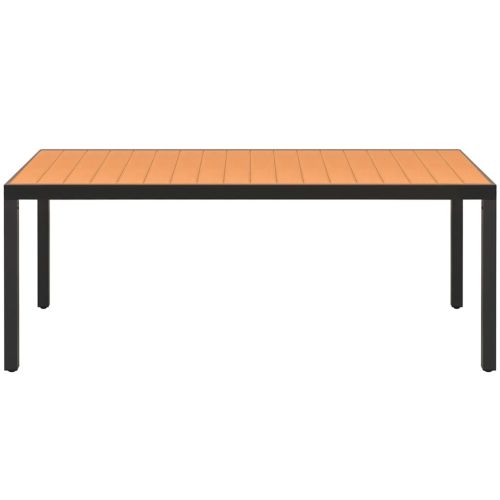 Градински трапезен комплект, 9 части, PVC ратан, черно-кафяв