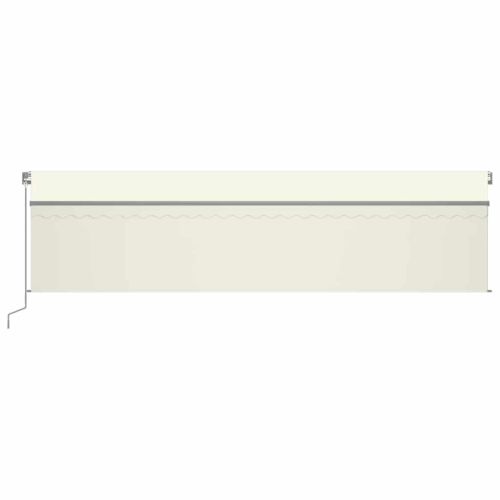 Ръчно прибиращ се сенник с щора и LED, 6x3 м, кремав