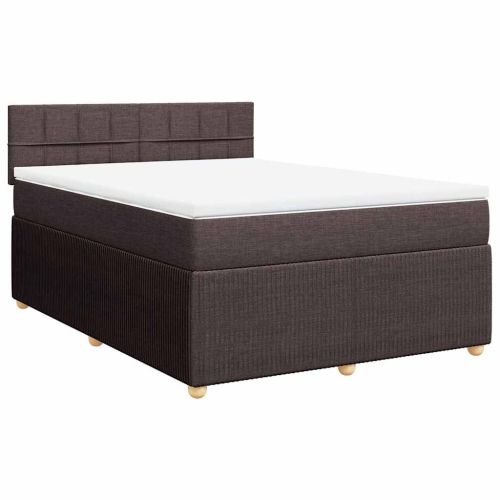 Боксспринг легло с матрак, тъмнокафяво, 160x200 см, плат