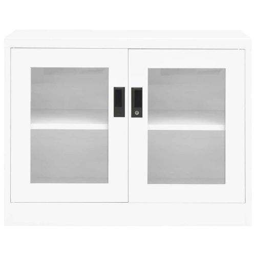 Офис шкаф, бял, 90x40x70 см, стомана