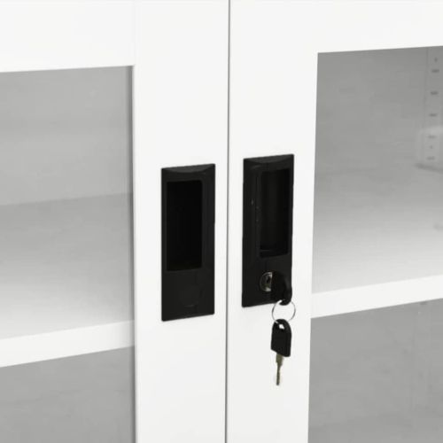 Офис шкаф, бял, 90x40x70 см, стомана