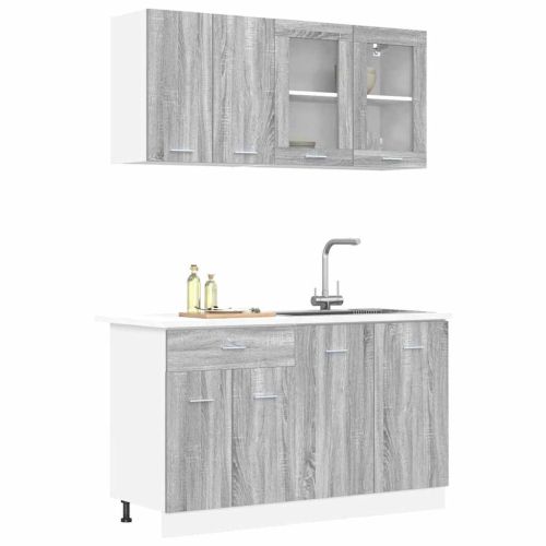 Комплект кухненски шкафове с чекмедже Lyon 4 pcs Сив сонома