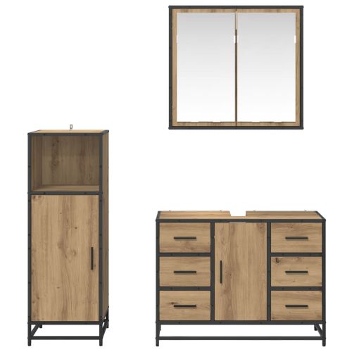Комплект мебели за баня с чекмедже 3 pcs Дъб Инженерно дърво