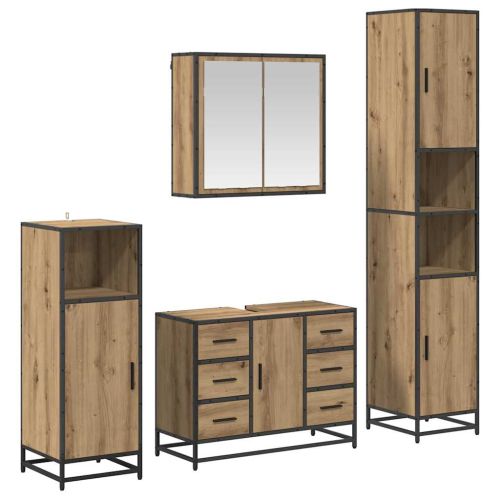 Комплект мебели за баня с чекмедже 4 pcs Дъб Инженерно дърво